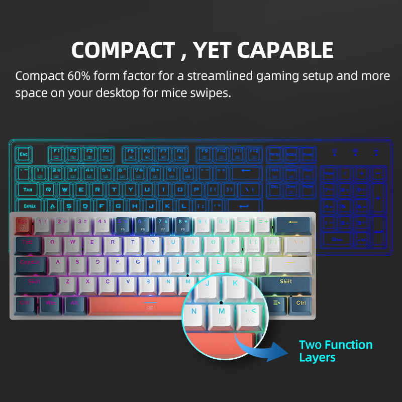 K500-B61 Machenike Mini Mechan - đánh giá và giá Gaming Keyboard Blue Switches